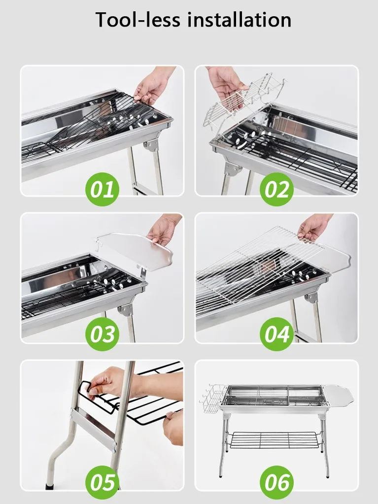 High Quality Stainless Steel Charcoal Barbecue Collapsible Portable