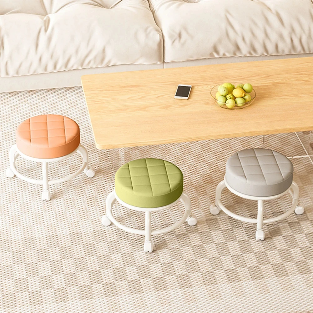 Small Stool Pulley Low Stool With Universal Wheel Learning Stool Household Lazy Roller Skating Beauty Sewing Small Chair