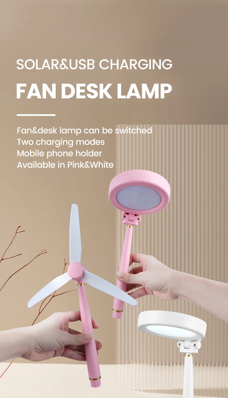 NEW Nordic Design Solar Powered Fan Light USB Rechargeable Emergency Led Night Lights New Modern Led Table Lamp for Study