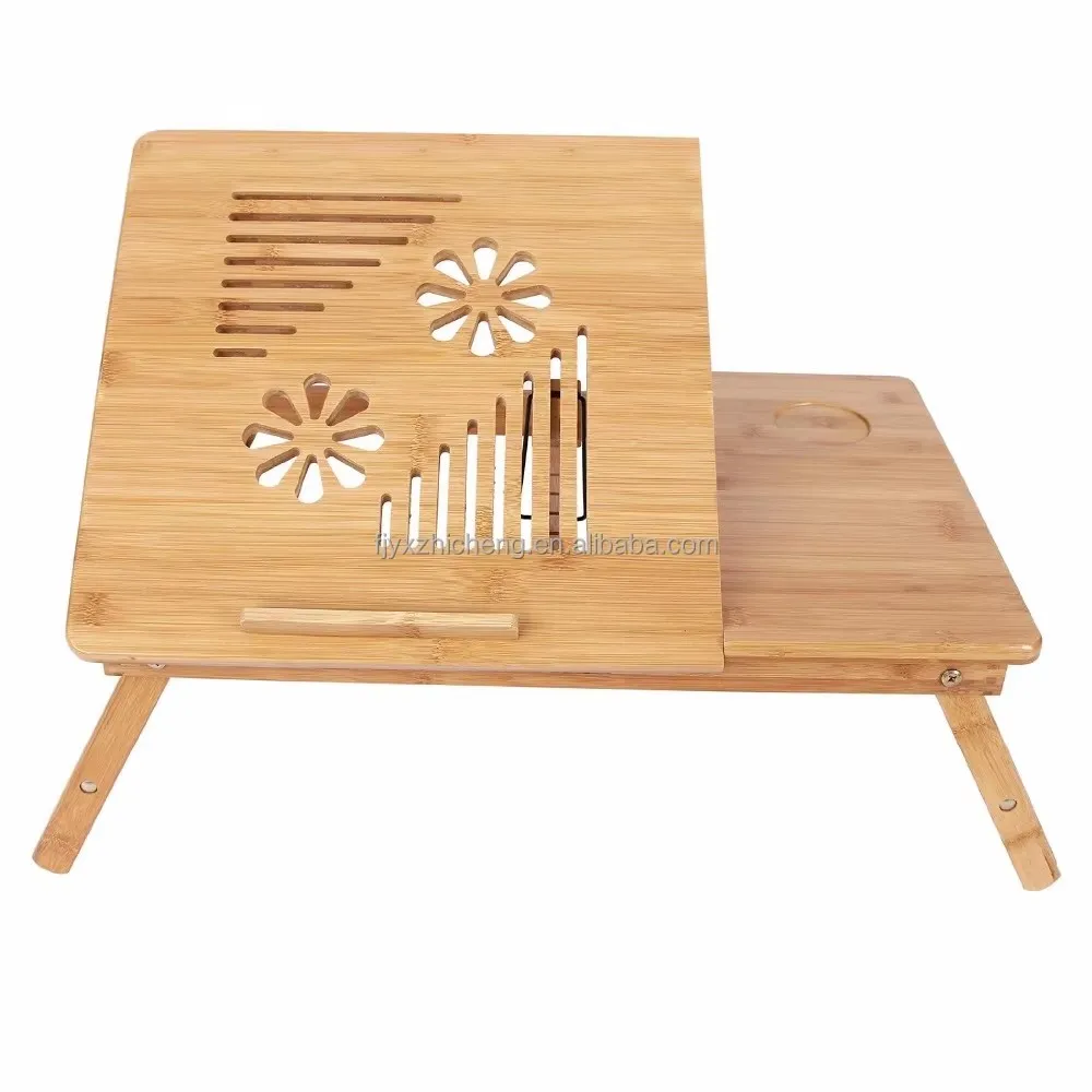 product wholesale eco friendly foldable adjustable bamboo laptop desk with storage drawers compact laptop table for home office-2