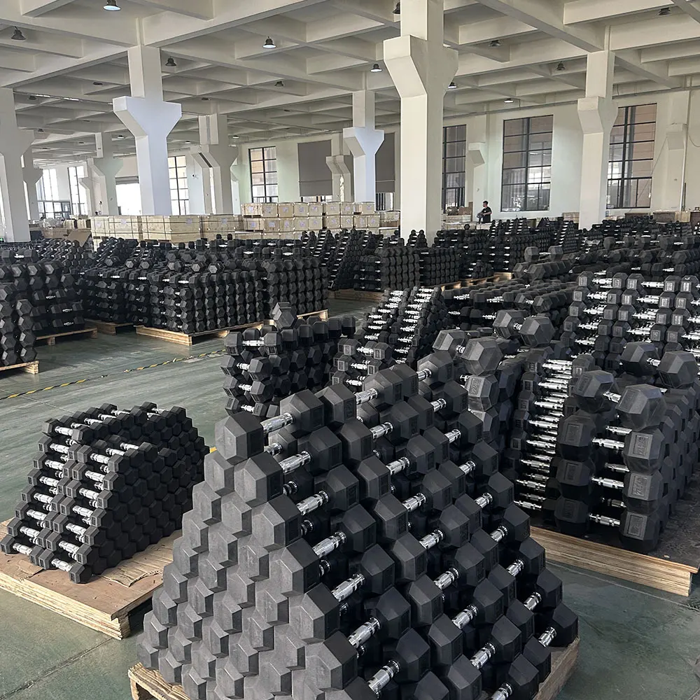 Selling Rubber Coated Dumbbell Free Weights Gym Hex Dumbbells for Gym product detail 1