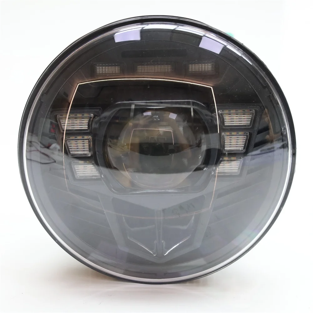 TIYPEOR Motorcycle Round Headlight 7Inch Universal LED Headlamp Compatible with Street Glide Road King Ultra Classic Cvo Softail