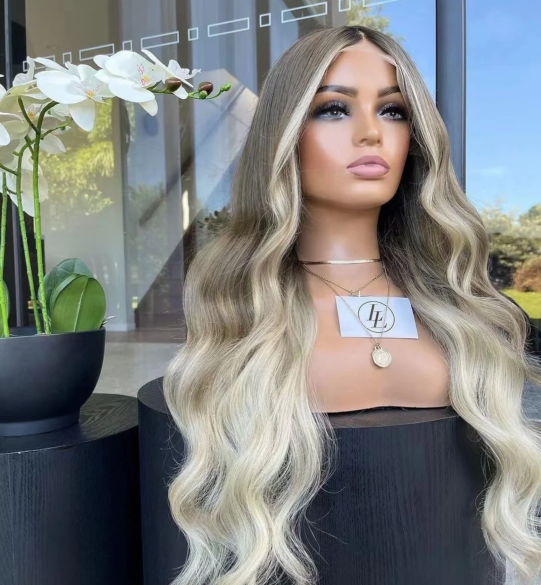 Top 14a Luxury Hair Jewish Wig Ombre Highlight Ash Silver Loose Curly