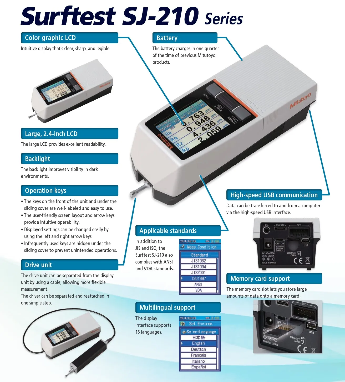 Mitutoyo Portable Surface Roughness Tester Sj-210 - Buy Digital Surface ...