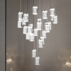 Modern Luxury Cylinder Shade Led Pendant Light Chandeliers Home