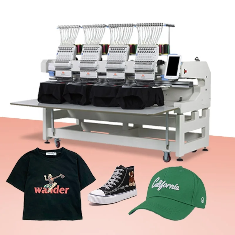 Computerized Used Rimini Computer Four Head Shoe Embroidery Maquina Bordadora 4 Cabeza Cabezales Industriales Machine