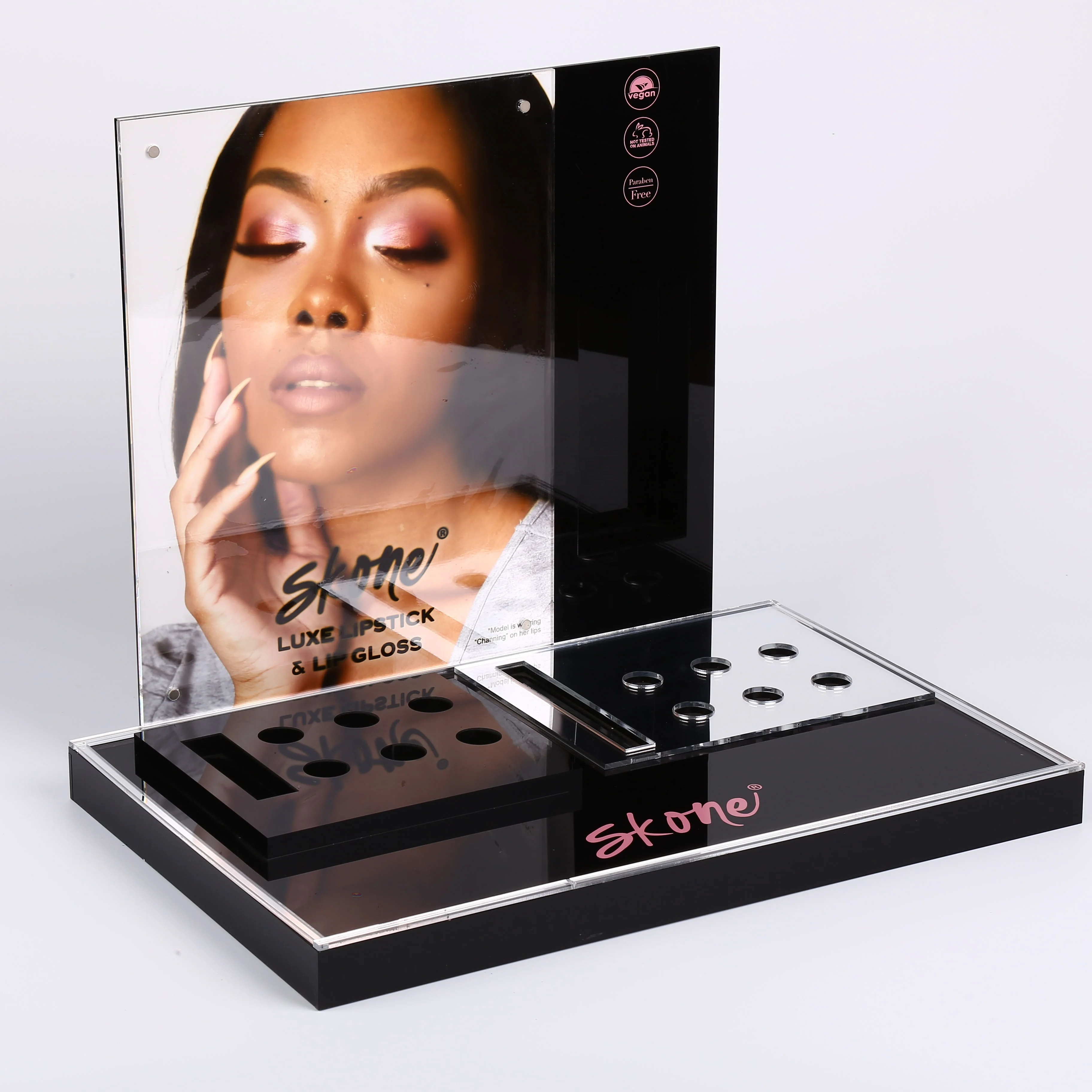 Factory Custom Brand Countertop Liquid Lipstick Acrylic Display Stand