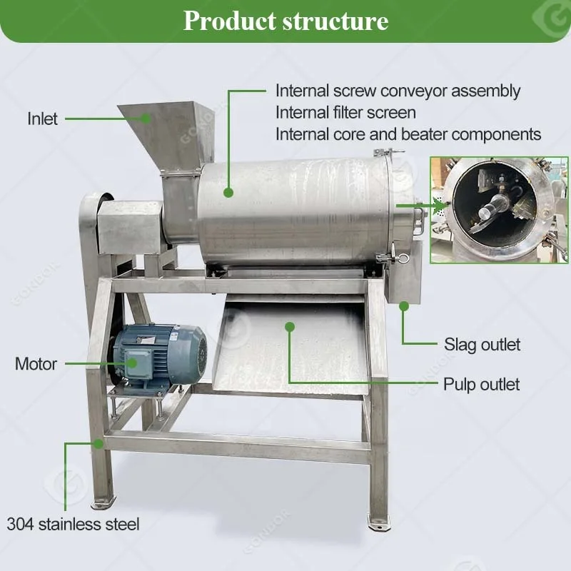 Soursop Grape Mango Fruit Destoner and Pulper Finisher Raspberry Guava Pulp Jam Make Apple Puree Machine