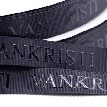 Wholesale Custom ribbon Personalized black logo 3D embossed foil printed satin ribbon decoration gift grosgrain ribbon 40mm