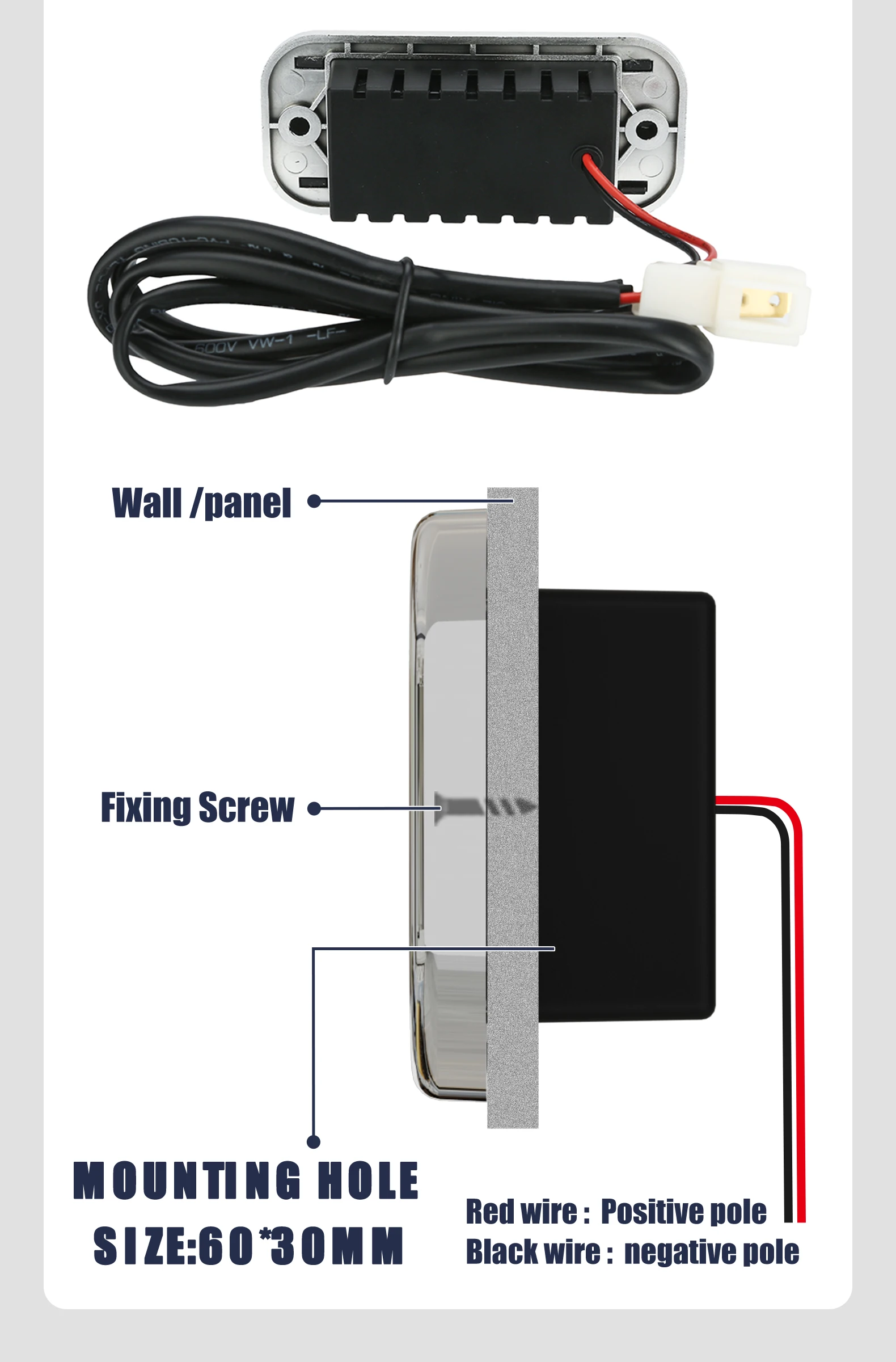 Car Refitted Waterproof Rectangular Built In Car Flush Mount Twin Usb ...