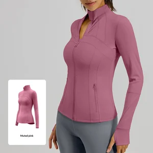 Women Yoga Top Splicing Fitness Top Jacket Breathable Elastic Pocket Running Sports Yoga Suit Long Sleeve Yoga Top