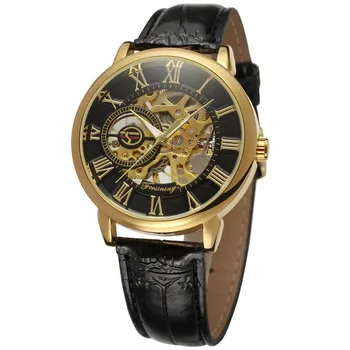 Top Sale New Design Vintage Style Hollow Leather Belt Mechanical Watch Suitable For Men