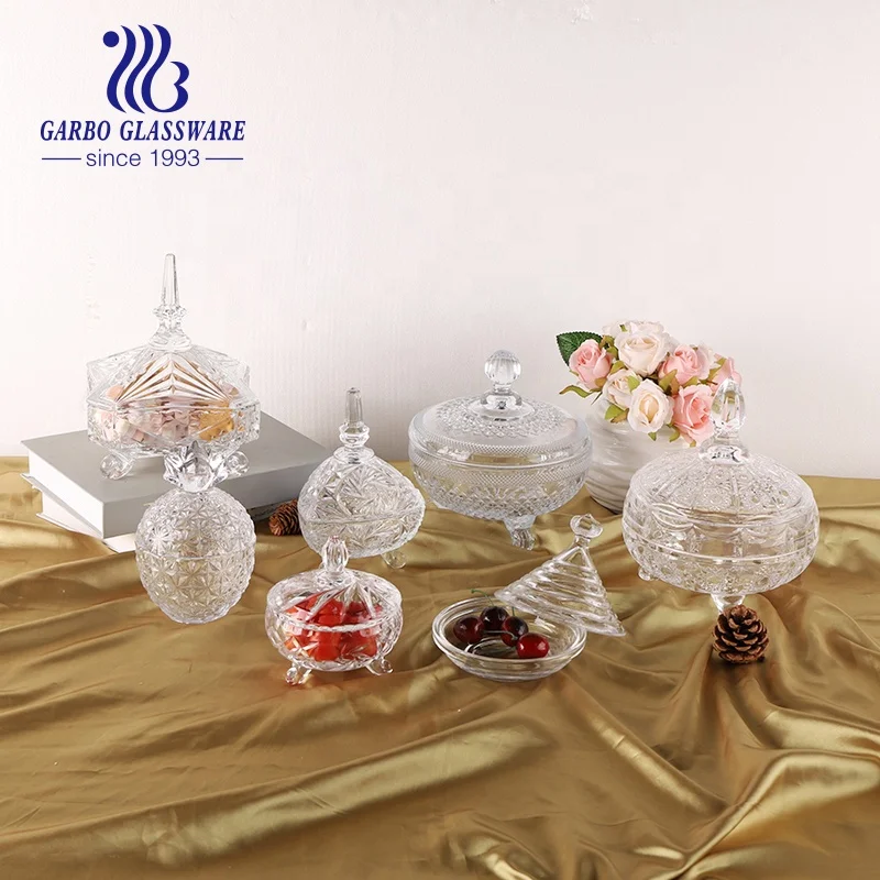 卸売 クラシックガラスシュガーボウルセット ガラスキャンディージャグ