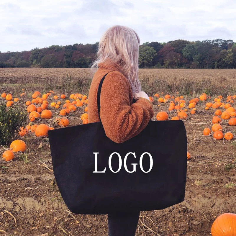 Custom Logo Large Eco-Friendly Cotton Canvas Tote Bag Oversized Weekender Handbag for Grocery Shopping Giant Shopper Gift