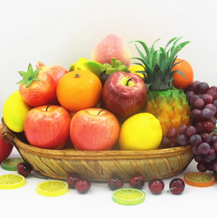 Colorful Artificial Decorative Plastic Fruit Grape Apple Banana Mango for Indoor Decoration