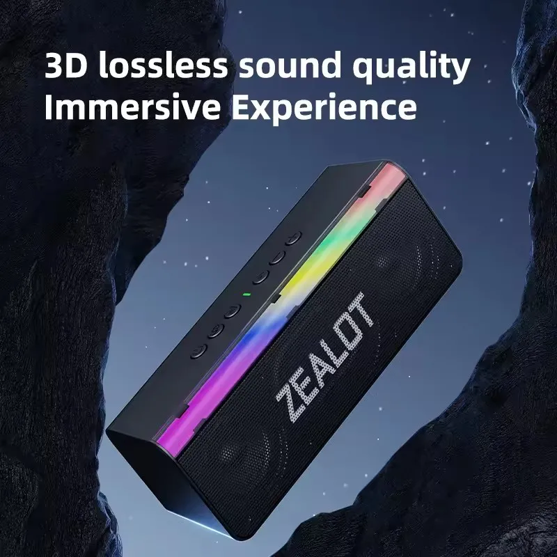 Zealot S72 - Portable Soundbar with 20W Power and LED Lights