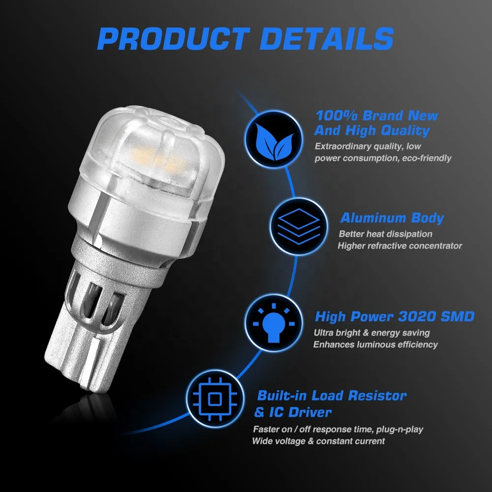 Novsight Auto Lighting System LED T15 Canbus 3020 3SMD 1W White Red Yellow Interior Driving Turn signal Light T15 Led