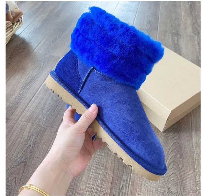 blue fur boots