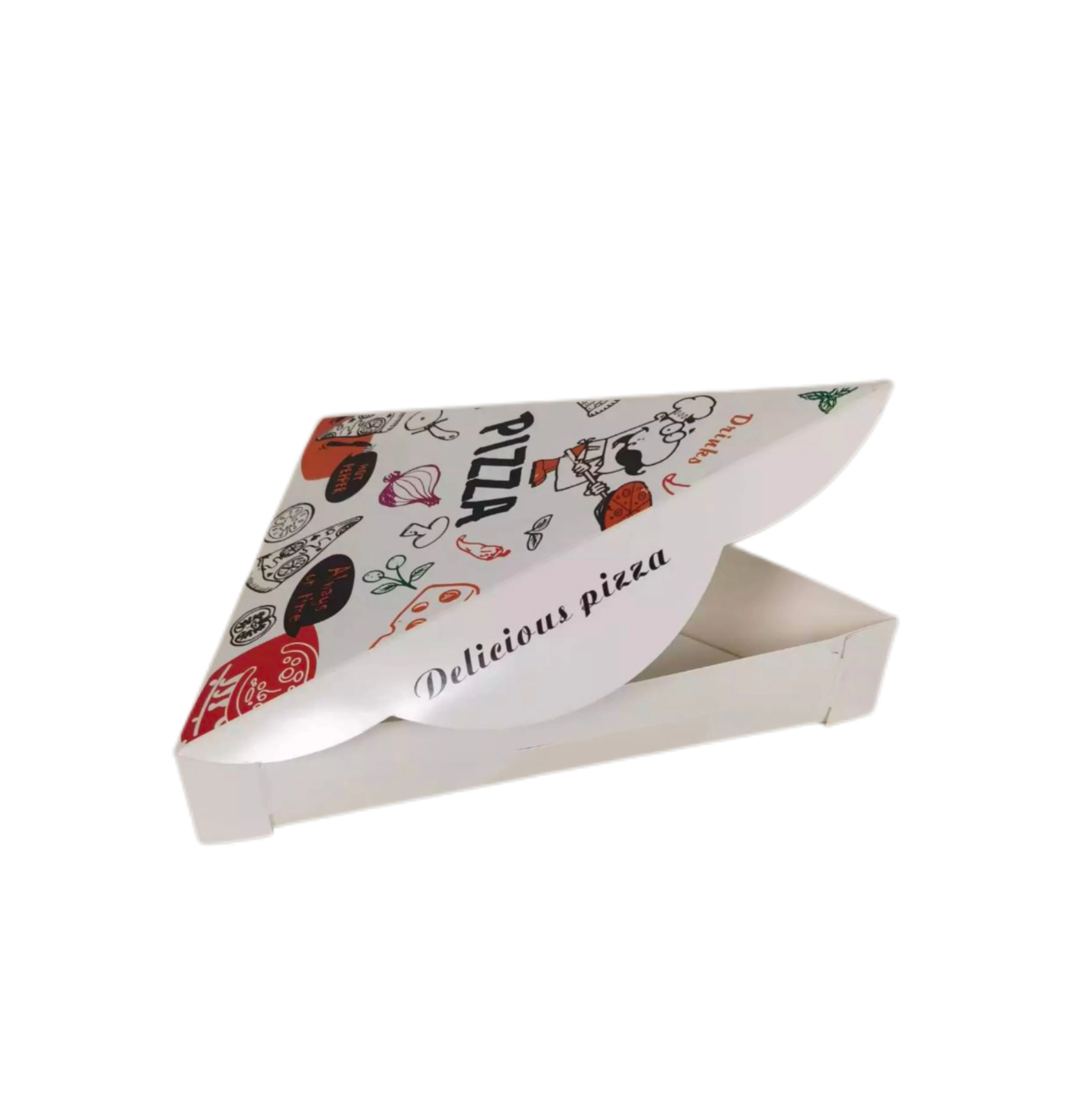 High Quality Triangular Pizza Slice Box Custom Printed Corrugated Board Packaging Embossed UV Coated for Food Industrial Use