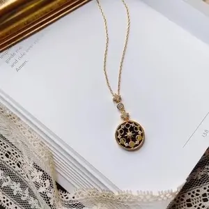 Minimalist Style Blue Sandstone Moon Phase Star Delicate Clavicle Necklace Jewelry Trendy Womens Pendant Necklace Daily Jewelry