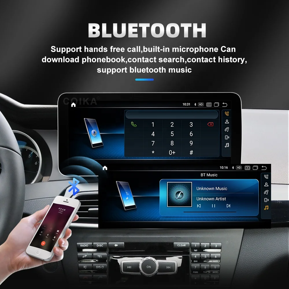 12.3 Inch Android Car GPS Navi Screen Wireless Carplay for Mercedes C Class W204 W205