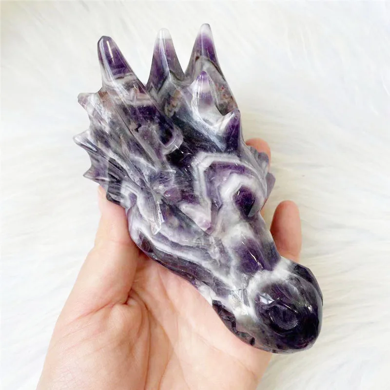 4'' Hand Carved Natural Dream amethyst skull，Natural Quartz，Divination skull，Crystal 2024 skull，Crystal crafts，Quartz crystal healing R3