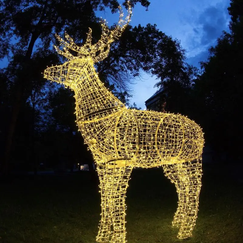 Factory Outdoor Large 3D Motif LED Lighted Animals Giant Christmas Reindeer for Landscape & Wedding Decoration Halloween Use
