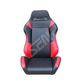 WZSEAHI High Quality Black/red Pu Leather Bucket Car Sport Seat Adjustable Racing Seat