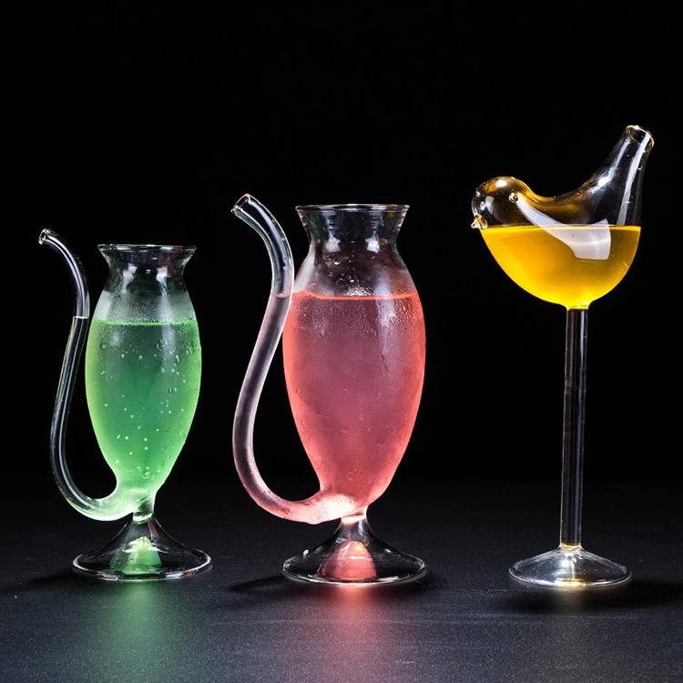 Cocktail Cup Creative Durable Glass Cocktail Cup with Glass Straw