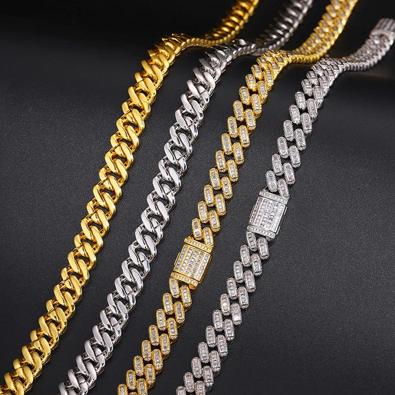 Iced Out 9mm CZ Square Rolo Chain - 14k Gold Plated Hip Hop Necklace 16-30 Inch 7 thumbnail image
