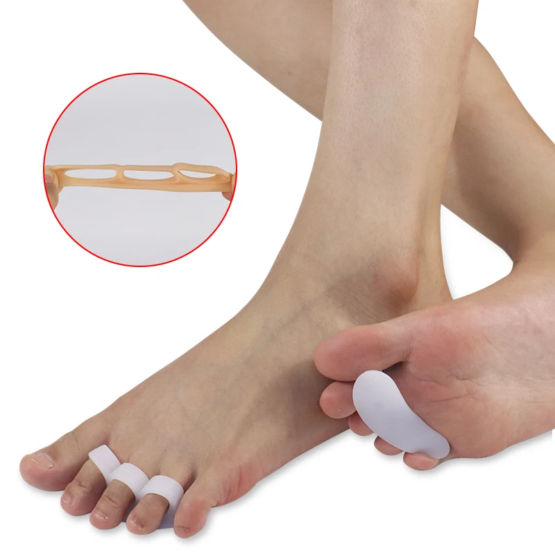Feet Care Toe Alignment Silicone Gel Hammer Claw Toe Straightener 2 Hole Loop Mallet Toe Straightener