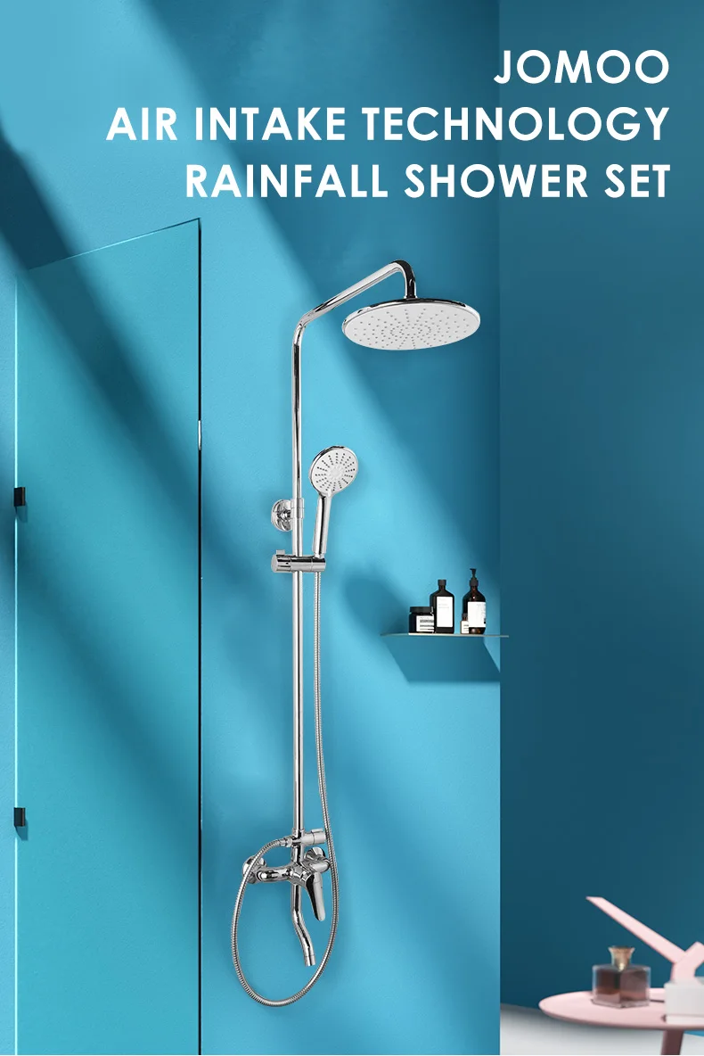 Jomoo Threeways Chrome Shower Set High Pressure Silicone Shower Mixer Faucet Combo Bathroom