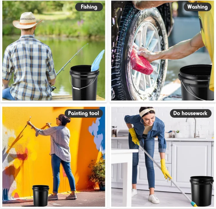 16L Round Plastic Paint Bucket with Lid and Handle Pressure-Resistant and Recyclable Empty PP Barrel and Pail