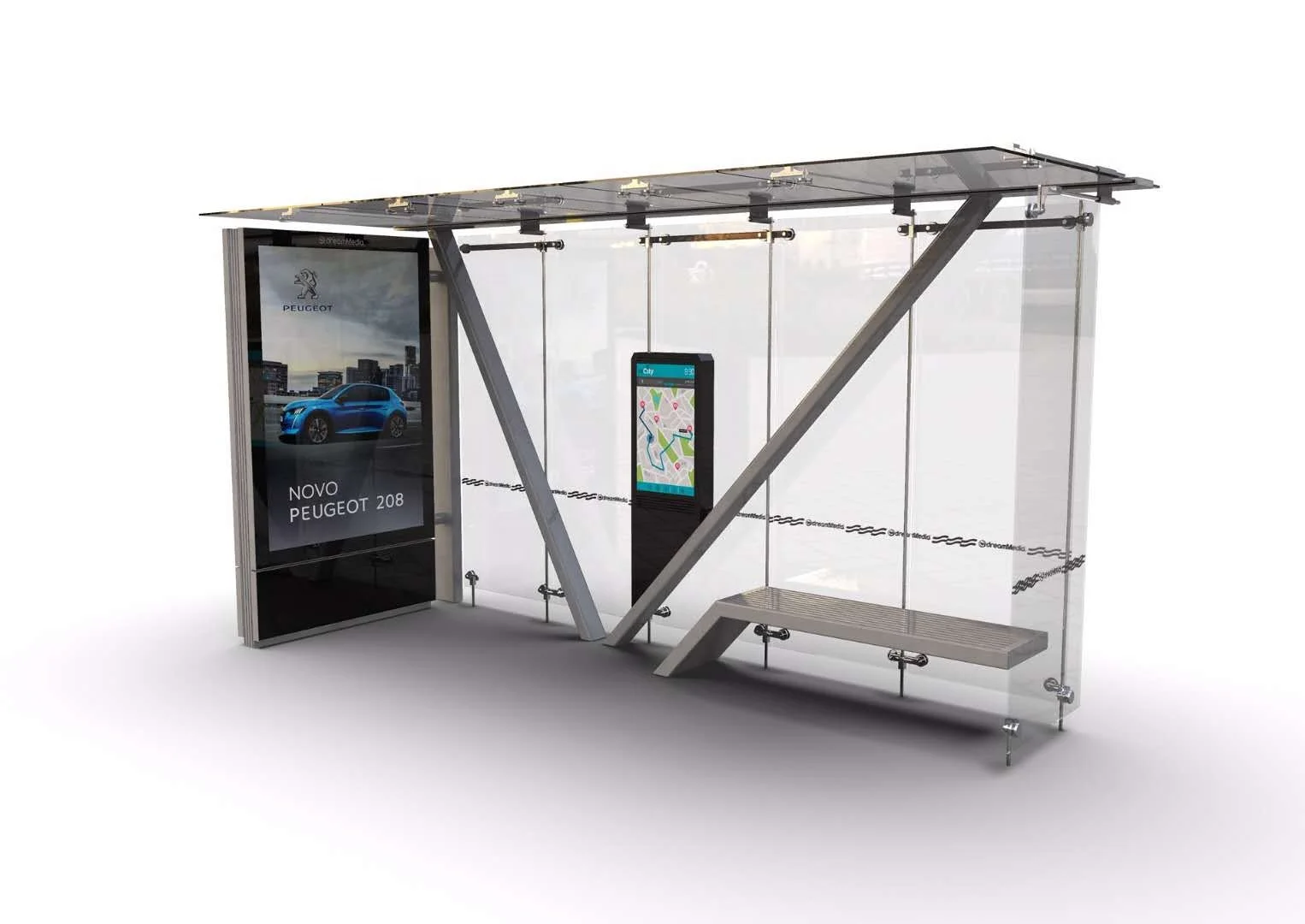 2022 new smart bus shelter bus stop shelter bus station with outdoor digital advertising LED display screen mupi light box