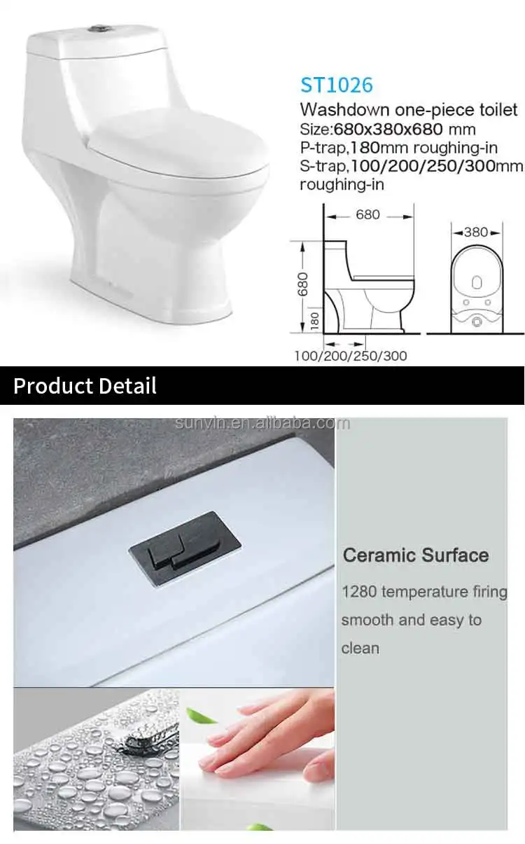 sanitary ware ceramic modern washdown one piece toilet