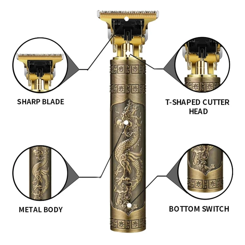 Tondeuse Dragon Vintage T9 Cordless 0mm Professional Hair Electric ...