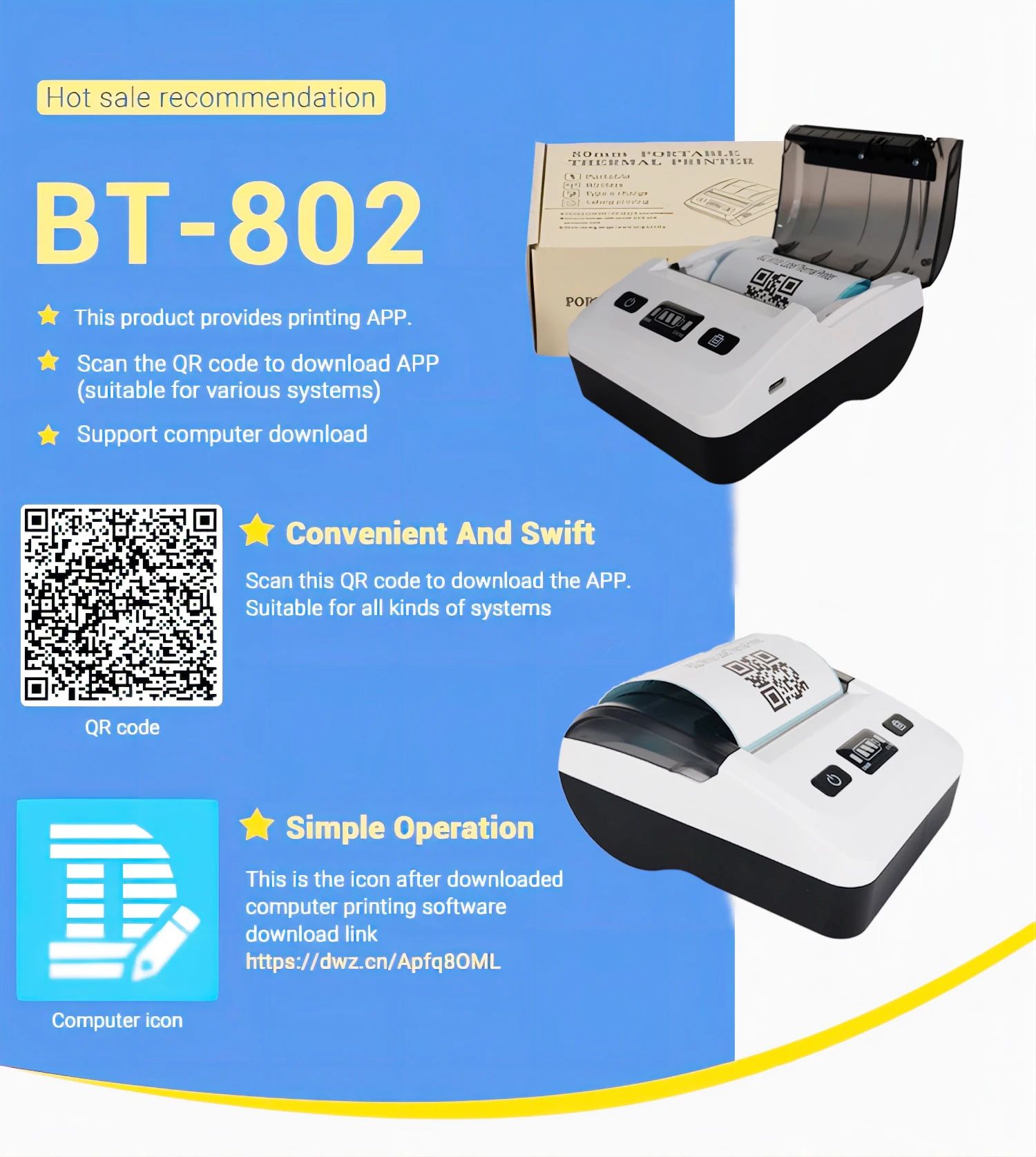 BT-802TSC Factory android handheld mobile pos terminal printer 3 