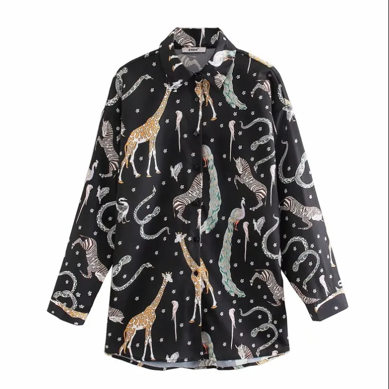 Blusa Harajuku De Manga Larga Con Botones Para Verano,Camisa Con Estampado  De Animales Para Mujer,Estilo Vintage,2021 - Buy Camisas De Las Mujeres, Camisas De Mujer Para Mujeres,Top Camisas Product on Alibaba.com