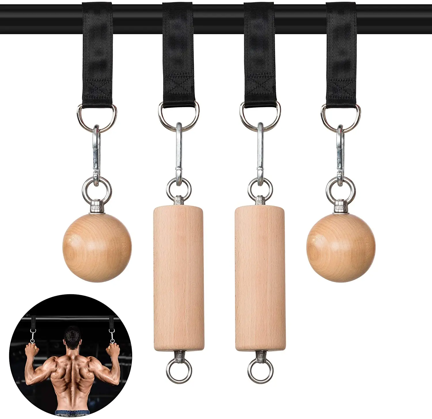 Pull Up Hand Wooden Grip With Strap Cannonball Grips For Grip Strength