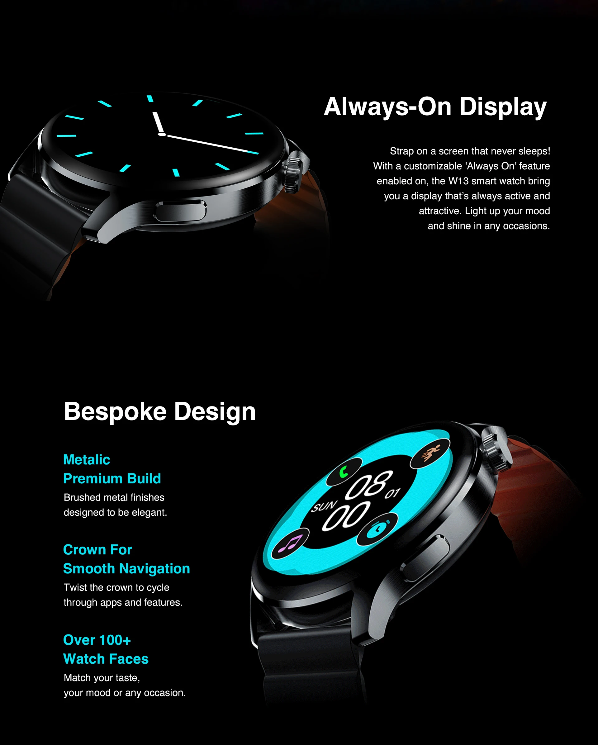 New Imilab W13 Smart Watch 2023 Amoled Display Bt Calling Ip68 Water