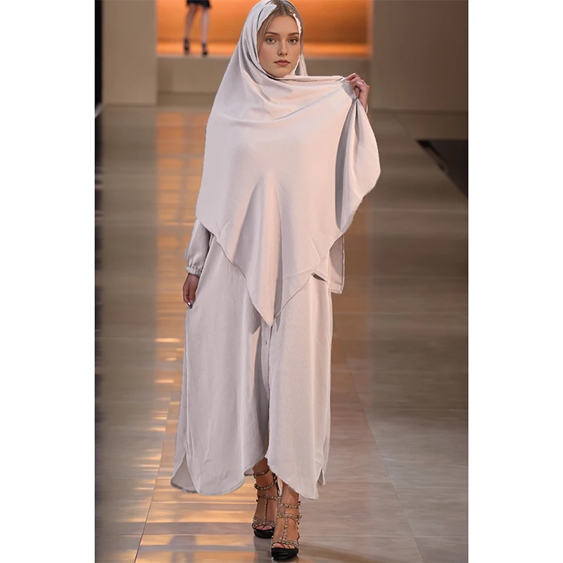 2 Piece Set Abaya With Khimar New High Quality Nida Modest Fashion Women Muslim Dress Hijab Dubai EID Ramadan Islamic Clothing