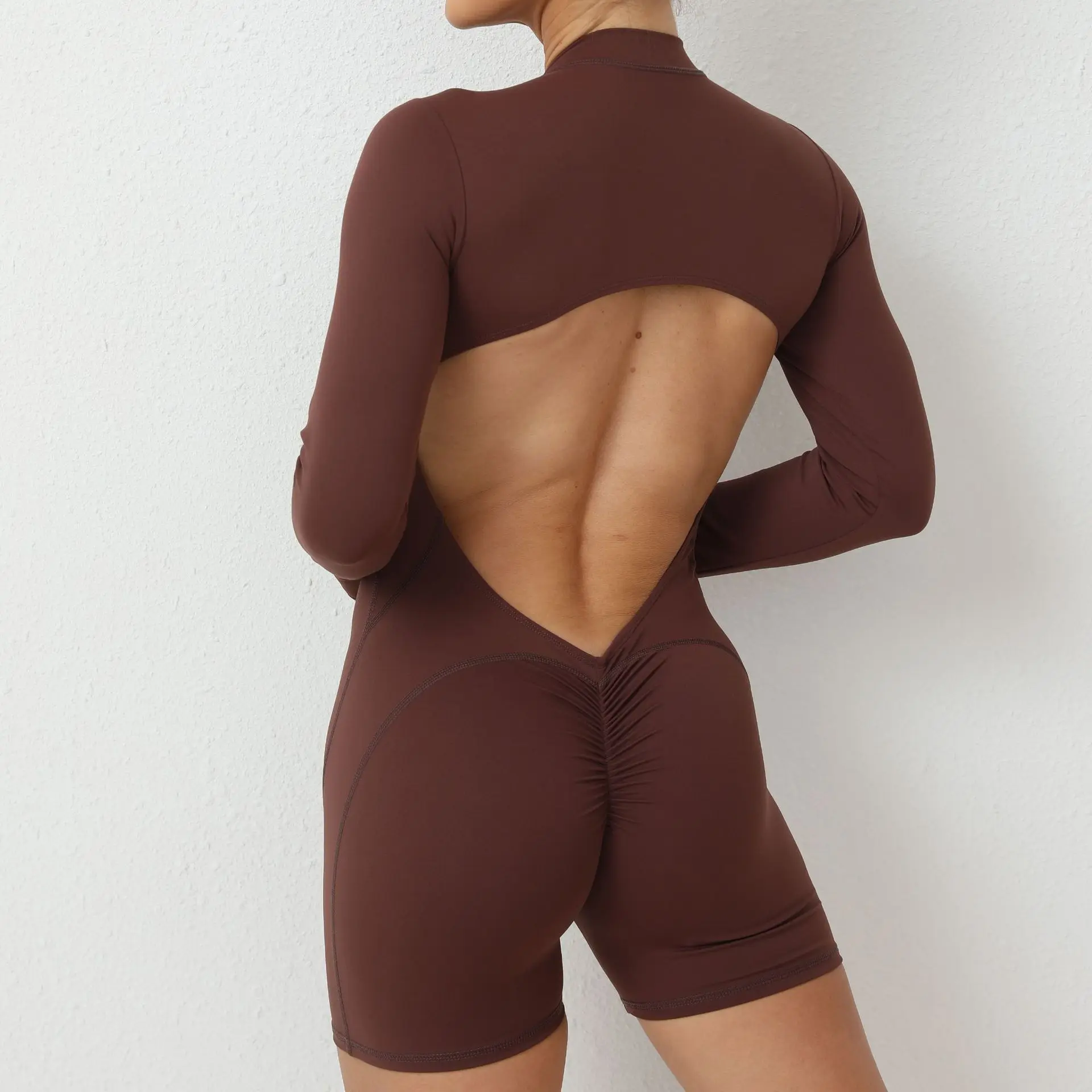 Zipper Long Sleeve High Quality One piece Yoga Wear Tight Body Fitness Bodysuits Wear Workout Jumpsuit For Woman Activewear manufacture