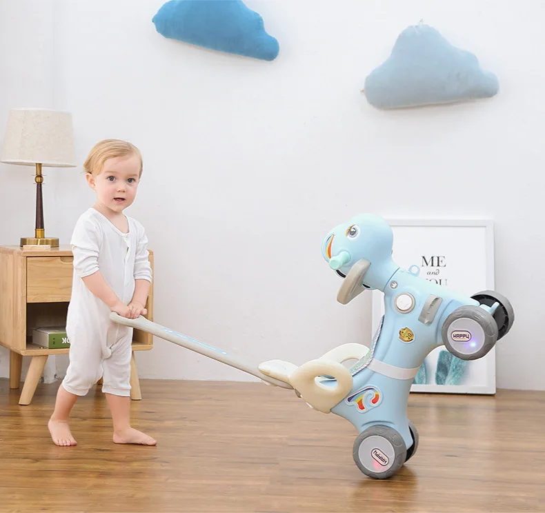 2In1 Lovely Multi Function Baby Kid Animal Rocking Horse Toy Multifunctional Child Unicorn Plastic Rocking Horse With Wheel