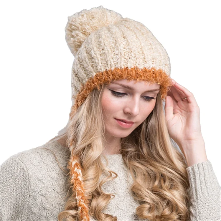 pom pom beanie with ear flaps