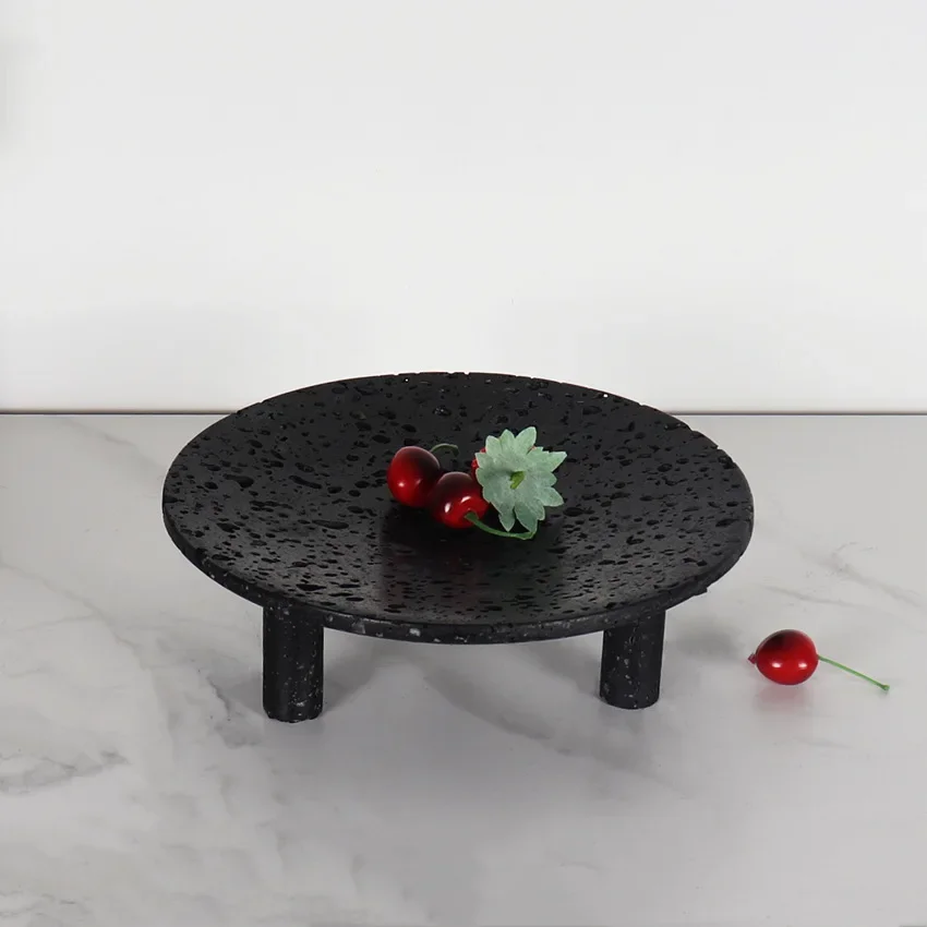 product nordic style natural stone small simple round table coffee table sofa side balcony bedroom simple rental room living room-3