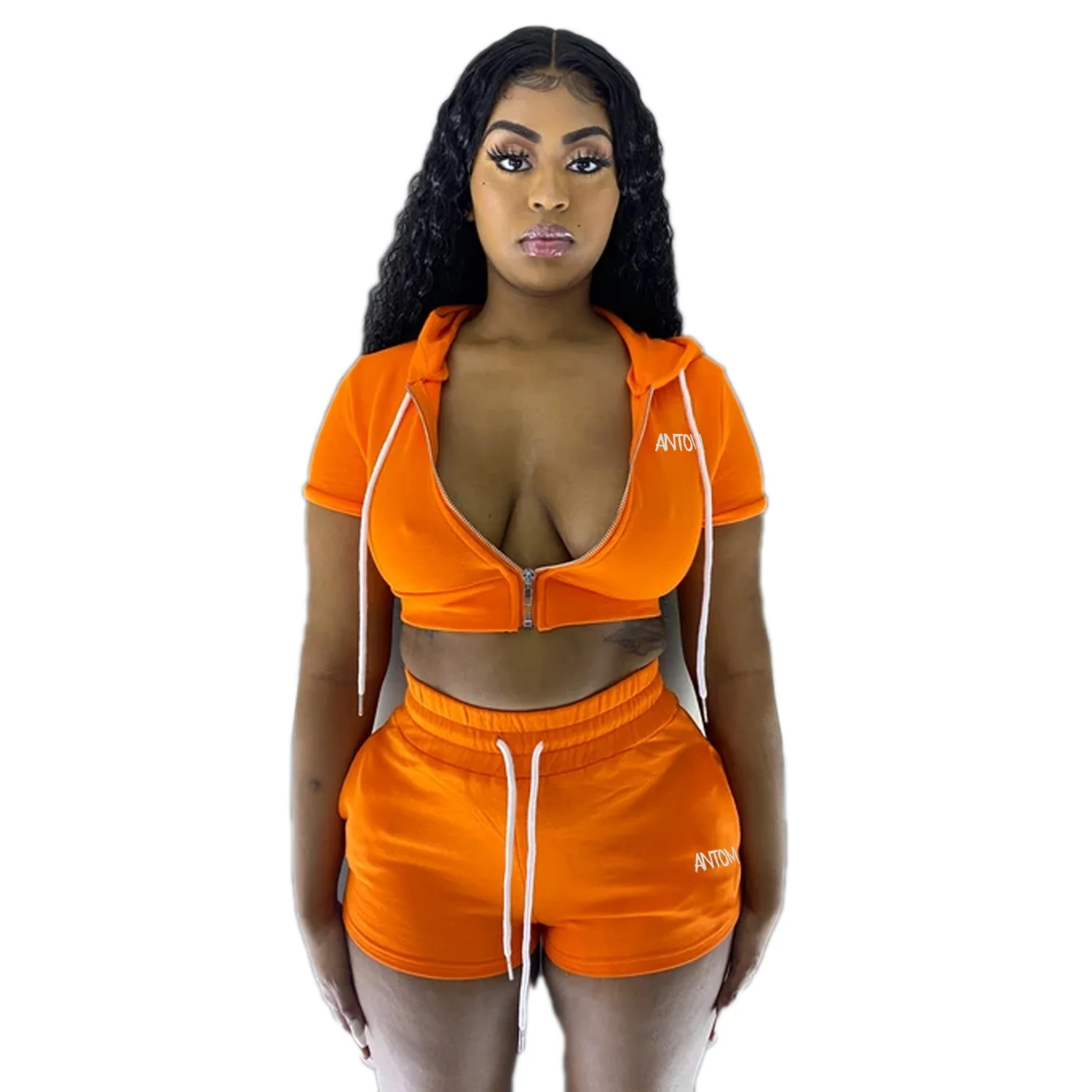 orange 2 piece short set