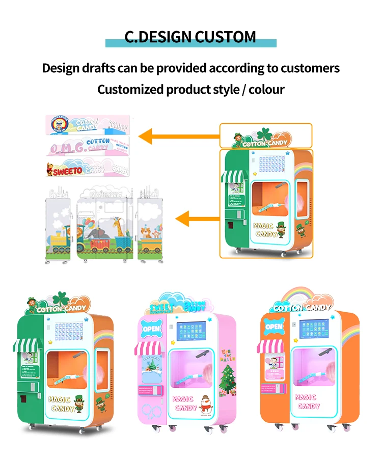 Factory Creative Vending Machine,Custom Printing Cotton Candy Floss