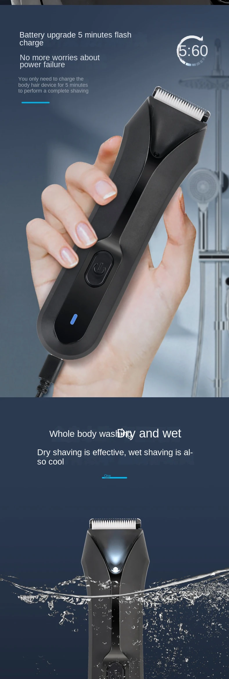 Homeuse Waterproof & Safe Manscaping Pubic Hair Trimmer - Image 3