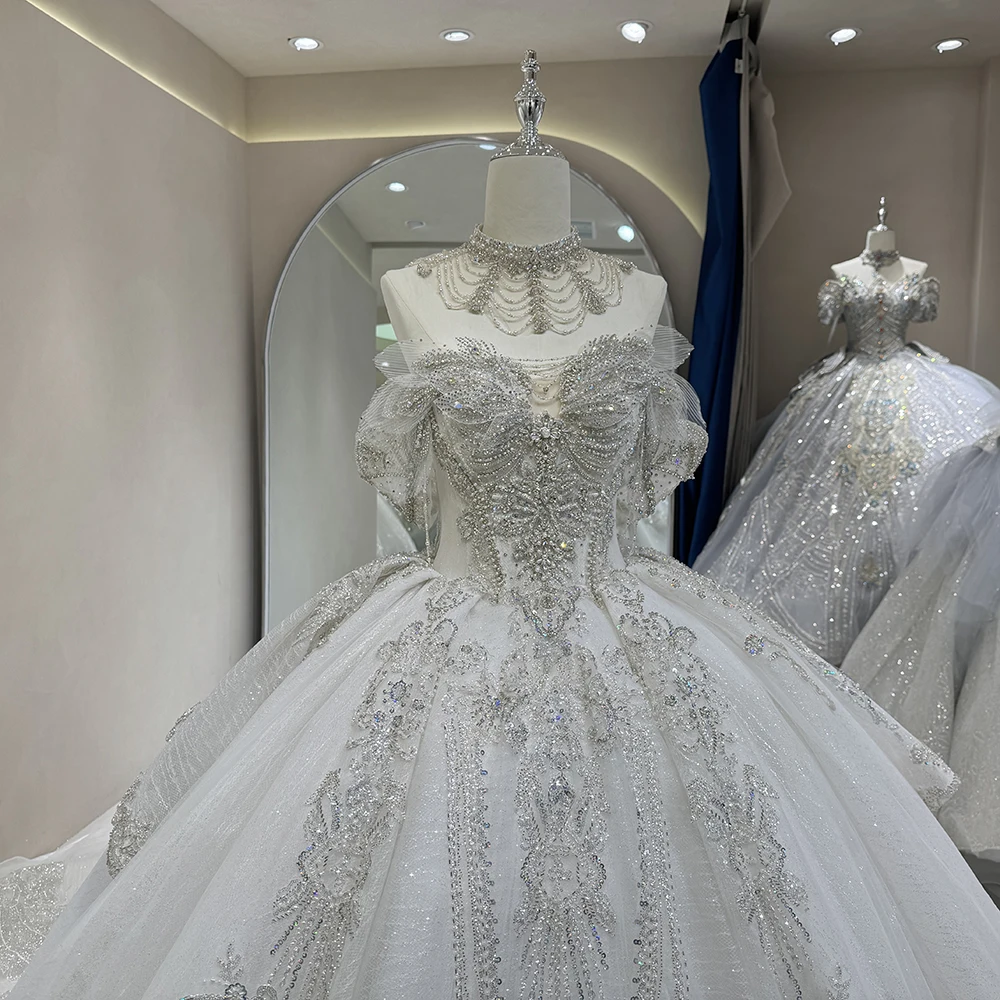 DW0043 New Design Princess Style Ball Gown Off Shoulder Lace Illusal  Fashion Wedding Dress for the Bride