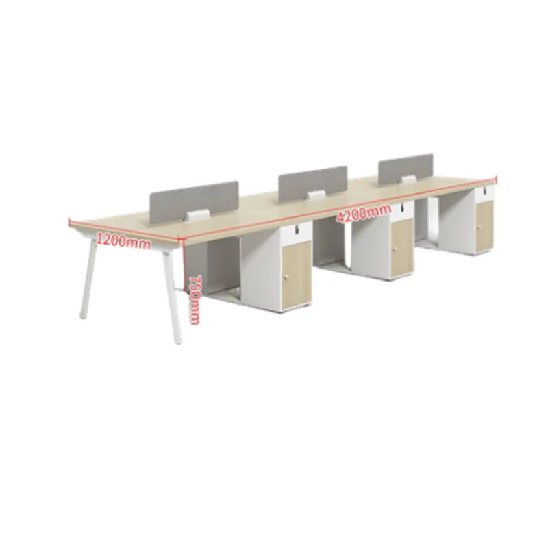 Modular Officeworks Table 1.4 Meter Steel Frame Wood Tabletop Modern Office Desk With File